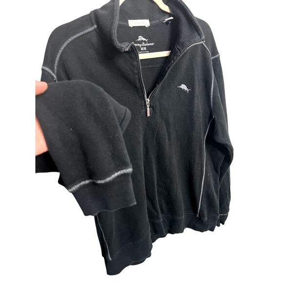 Tommy Bahama Sweater Men’s Medium Black Quarter Zip Beach Golf Pull Over Relax - Picture 4 of 12